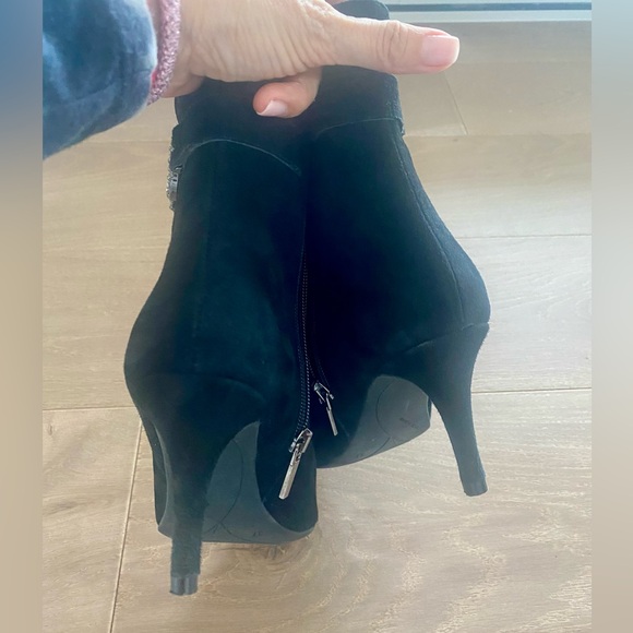 Pedro Anton black suede bootie with rhinestone bit accent, size 7 (37) - Picture 6 of 14